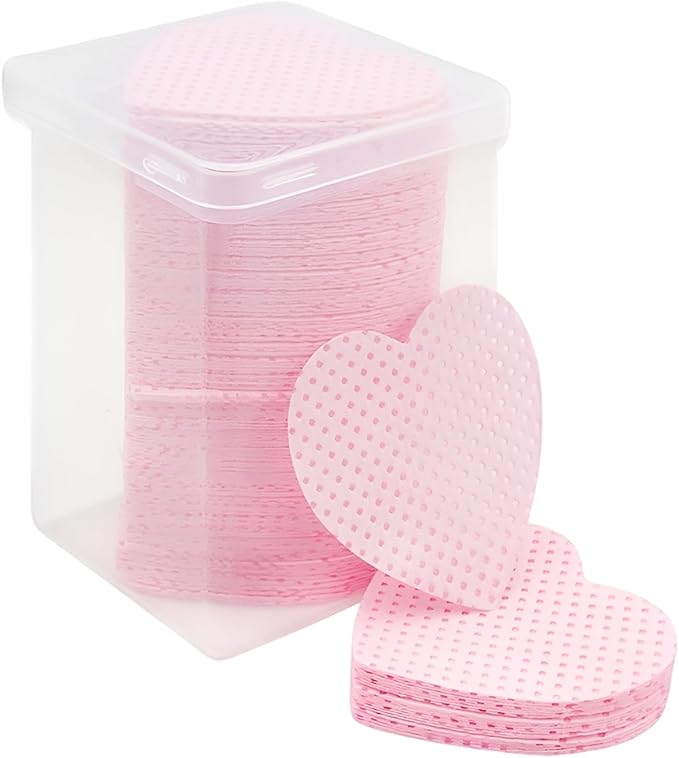 Heart Shaped Makeup Remover Pads – 200 Pcs Soft Lint-Free Cotton Cleansing Wipes with Storage Box, Pink Reusable Cosmetic Face Sponge Pads for Skincare Toner Application, Eyelash & Makeup Removal