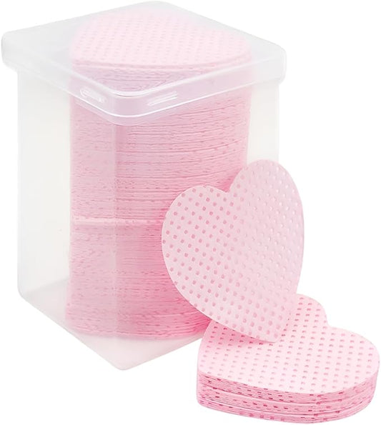 Heart Shaped Makeup Remover Pads – 200 Pcs Soft Lint-Free Cotton Cleansing Wipes with Storage Box, Pink Reusable Cosmetic Face Sponge Pads for Skincare Toner Application, Eyelash & Makeup Removal